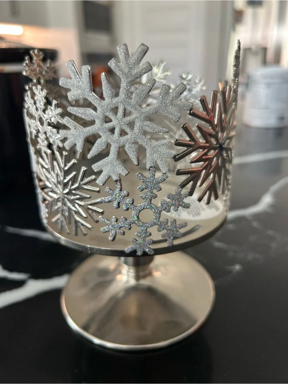 Bath & Body Works Silver Snowflake Candle Holder